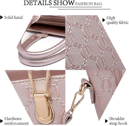 Pahajim Damen Handtasche Set 4-teilig PU Leder Elegant Frauen Umhängetasche Geldbörse