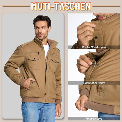 Herren Winterjacke Sherpa Gefüttert Khaki S