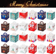 24x Weihnachts Geschenkboxen Karton Henkel 9x9x10 cm