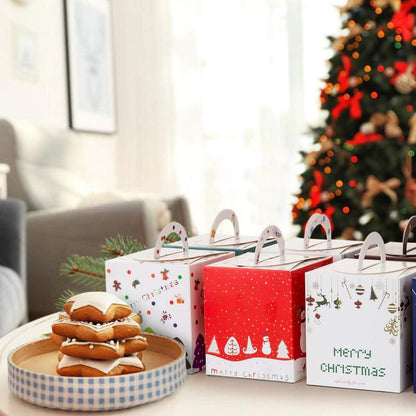 24 Weihnachts Geschenkboxen Kekse Mitgebsel 9x9x10cm Henkel
