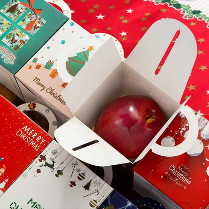 24x Weihnachten Geschenkboxen Karton Henkel Gebäcke Kekse 9x9x10cm