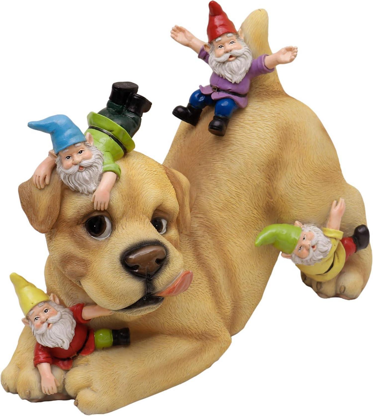 Gartenfiguren Hund Zwerge Feengarten Gartendeko 22cm