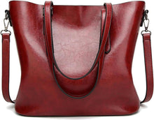 Tote Shopper Schultertasche Umhängetasche Handtasche PU-Leder Weinrot