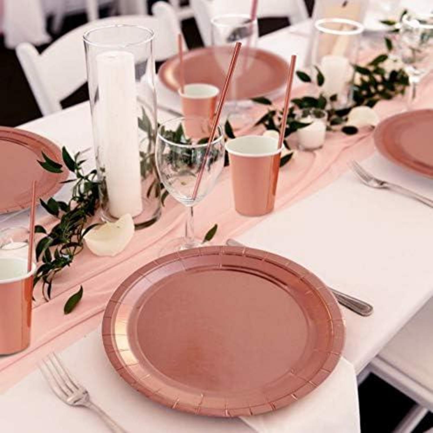 60er Partyteller Rosegold Pappteller Set für Hochzeit Geburtstag Abschlussfeier