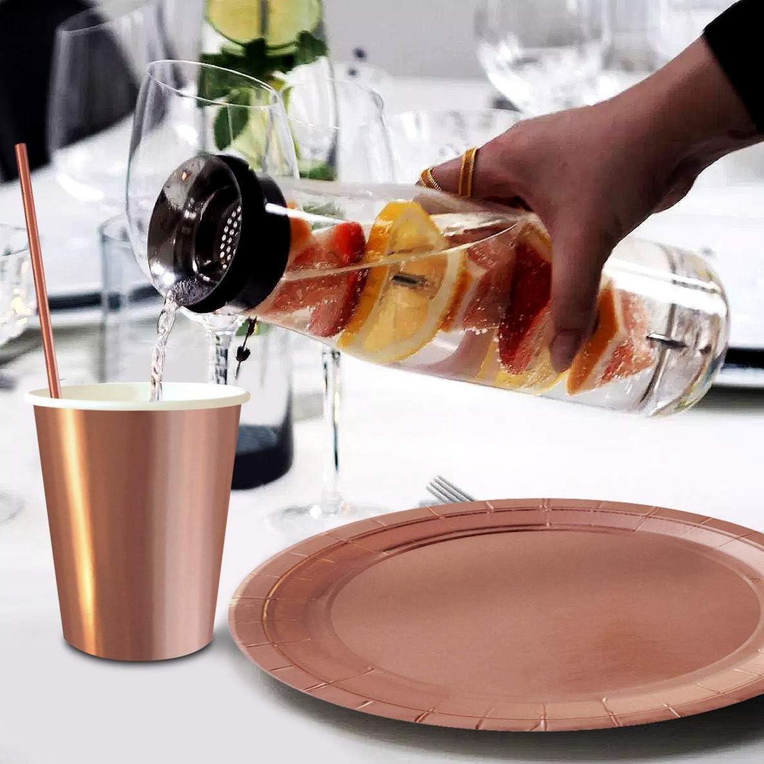 60 Partyteller Roségold Pappe Stabil Hochzeit Geburtstag Silvester