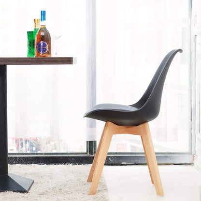 Runder Esstisch Set Schwarz mit 4 Stühlen Retro Design