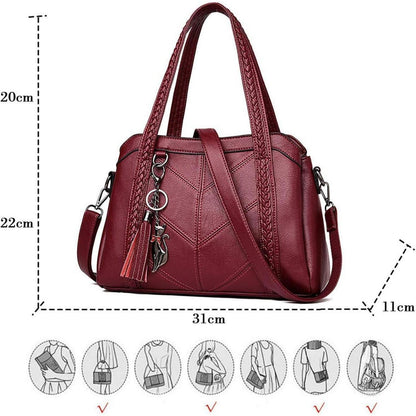 Damen Hobo Schultertasche PU-Leder Handtasche mit