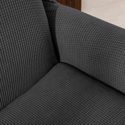 Ohrensesselüberzug 2-teilig Dunkelgrau – Jacquard Stretchhusse