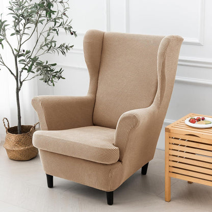 Ohrensesselüberzug 2-teilig Jacquard – Sandfarben