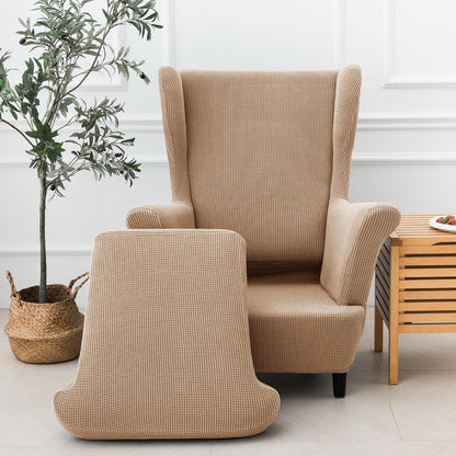 Ohrensesselüberzug 2-teilig Jacquard – Sandfarben
