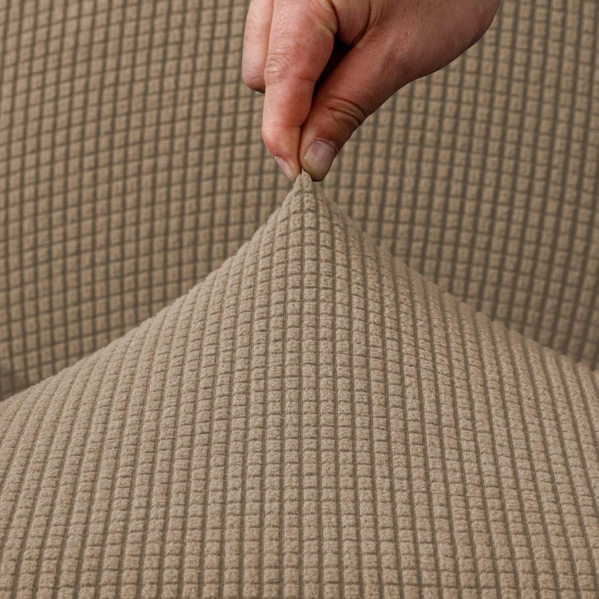Ohrensesselüberzug 2-teilig Jacquard – Sandfarben