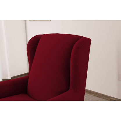 Ohrensesselüberzug 2-teilig Jacquard – Weinrot