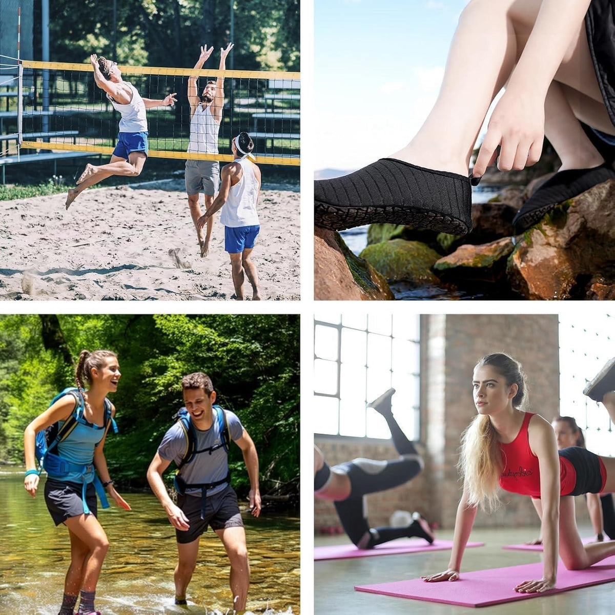 Wasserschuhe Unisex Schnelltrocknend mit Rutschfester Sohle Schwarz
