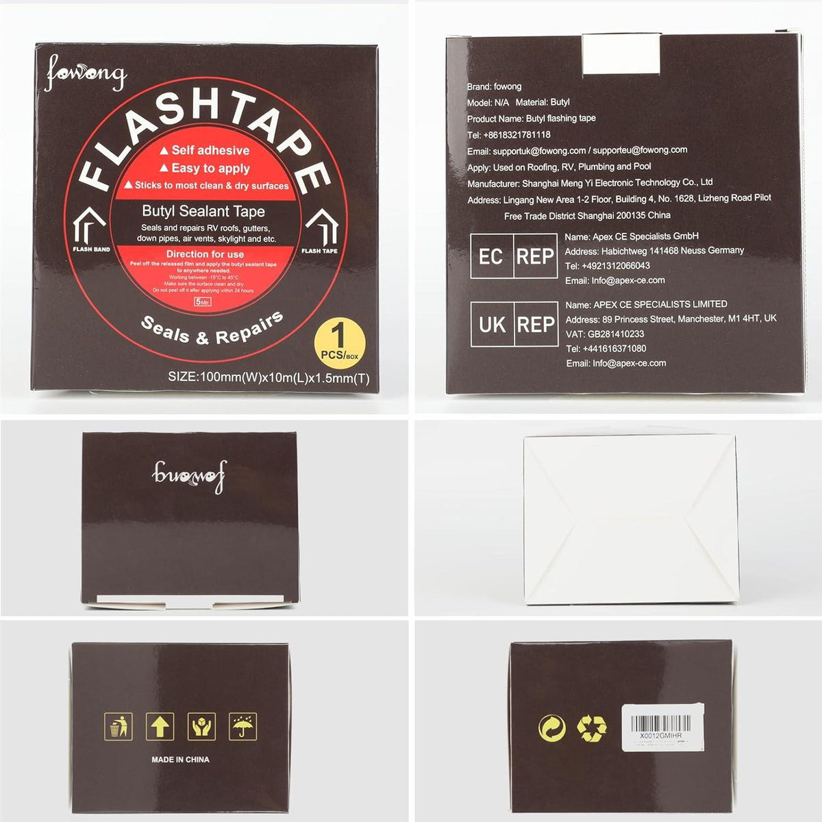 fowong Wasserdichtes Butyl-Klebeband 3cm x 5m Alu Dichtband Abdichten Wohnmobil
