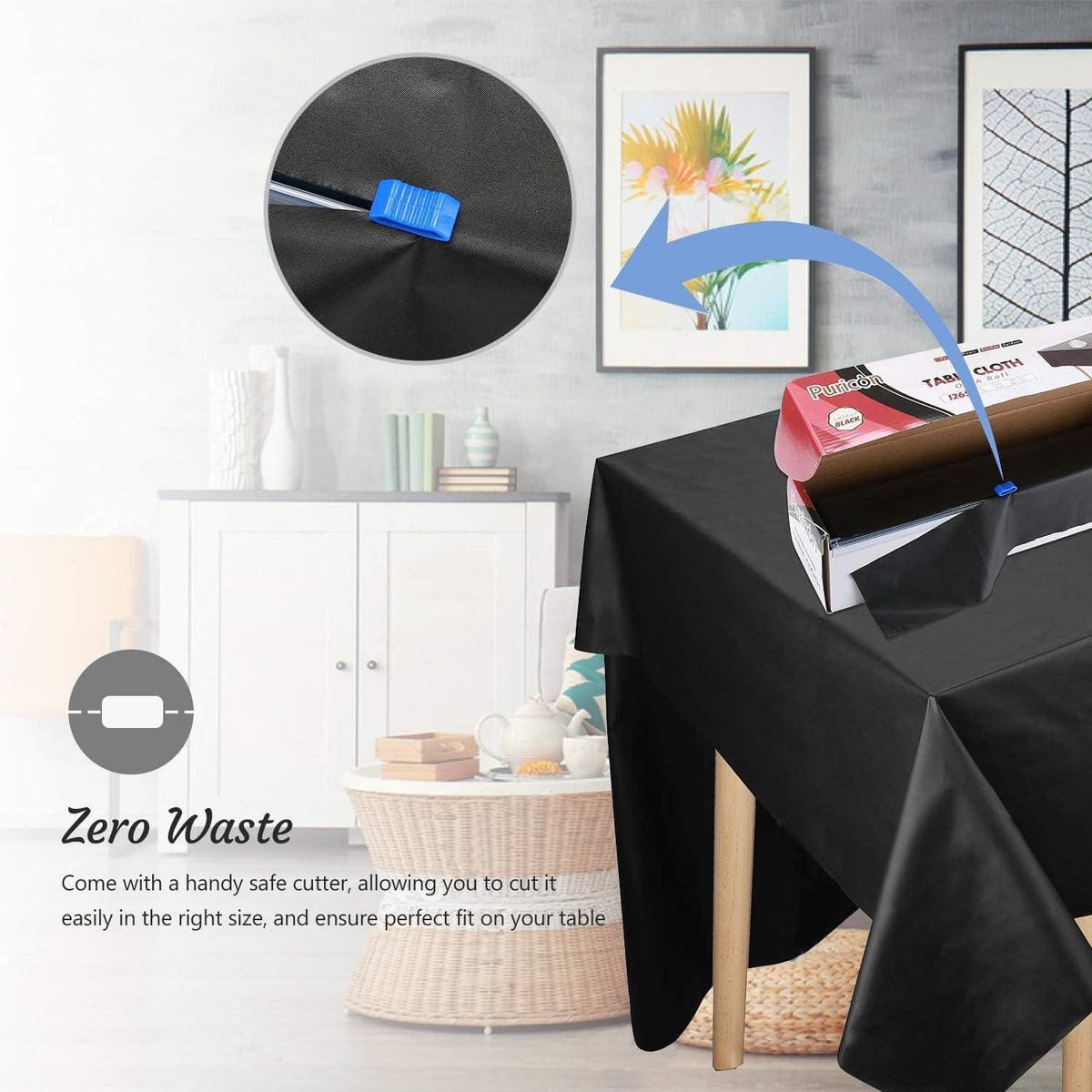Wasserdichte Einweg Tischdecke Rolle 137x274cm 12er Set Schwarz