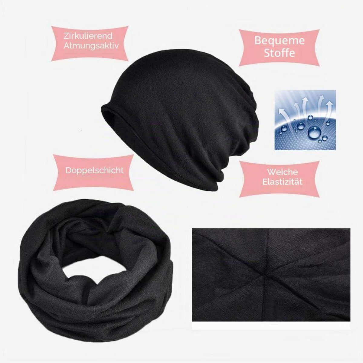 Chemo Hut 3er Pack Beanie Schal Turban für Haarausfall Mix Color