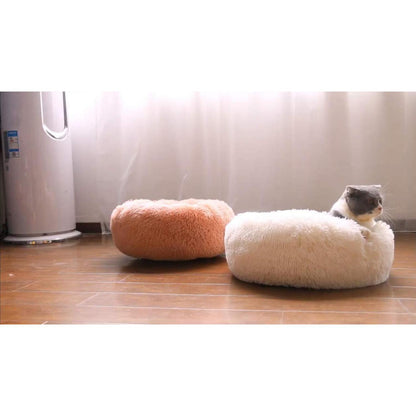 Rundes Hundebett Deluxe Plüsch XXL 120cm Weiß