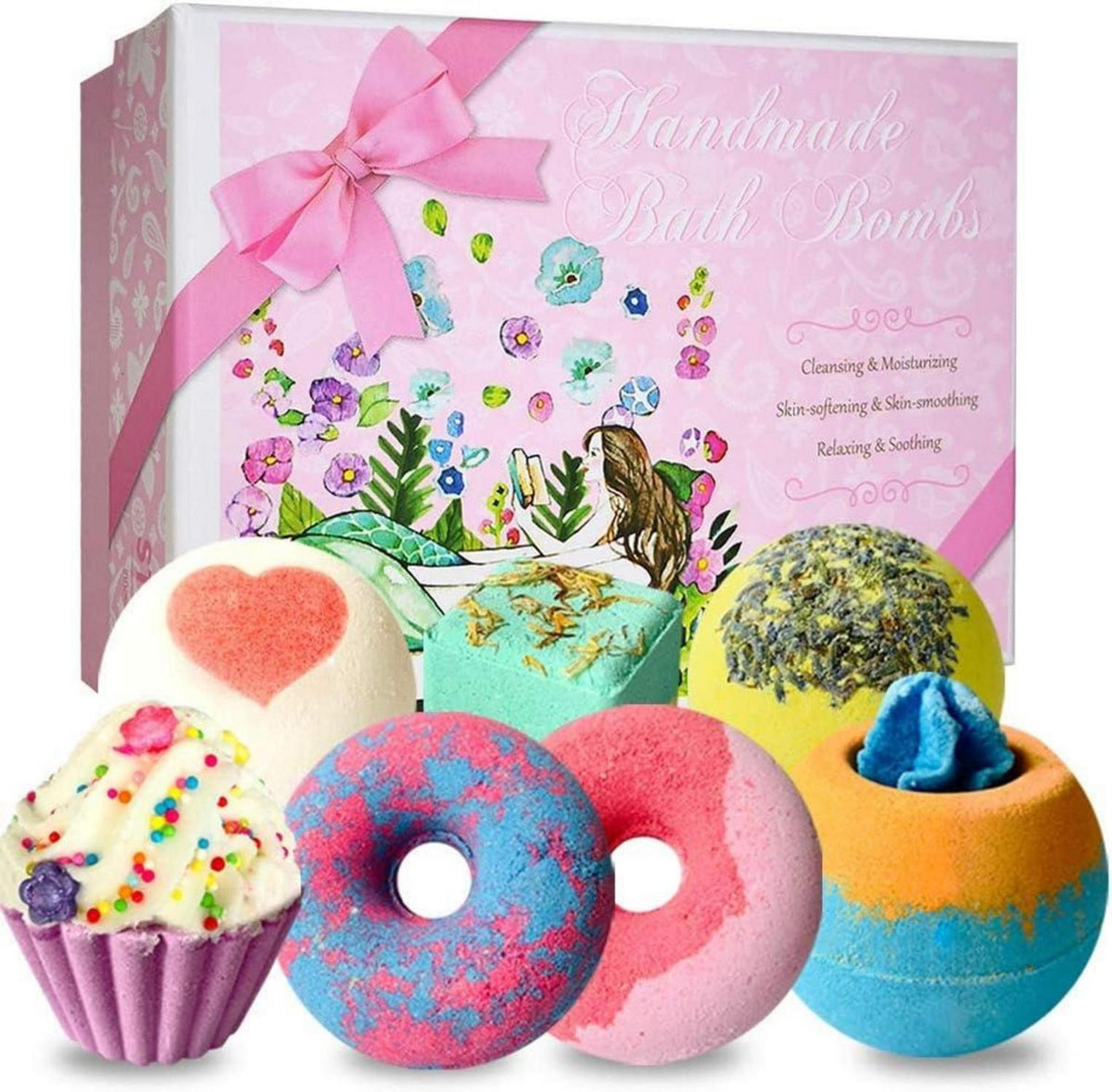 Natürliche Badebomben Geschenkset 7 Düfte Luxuriös für Frauen