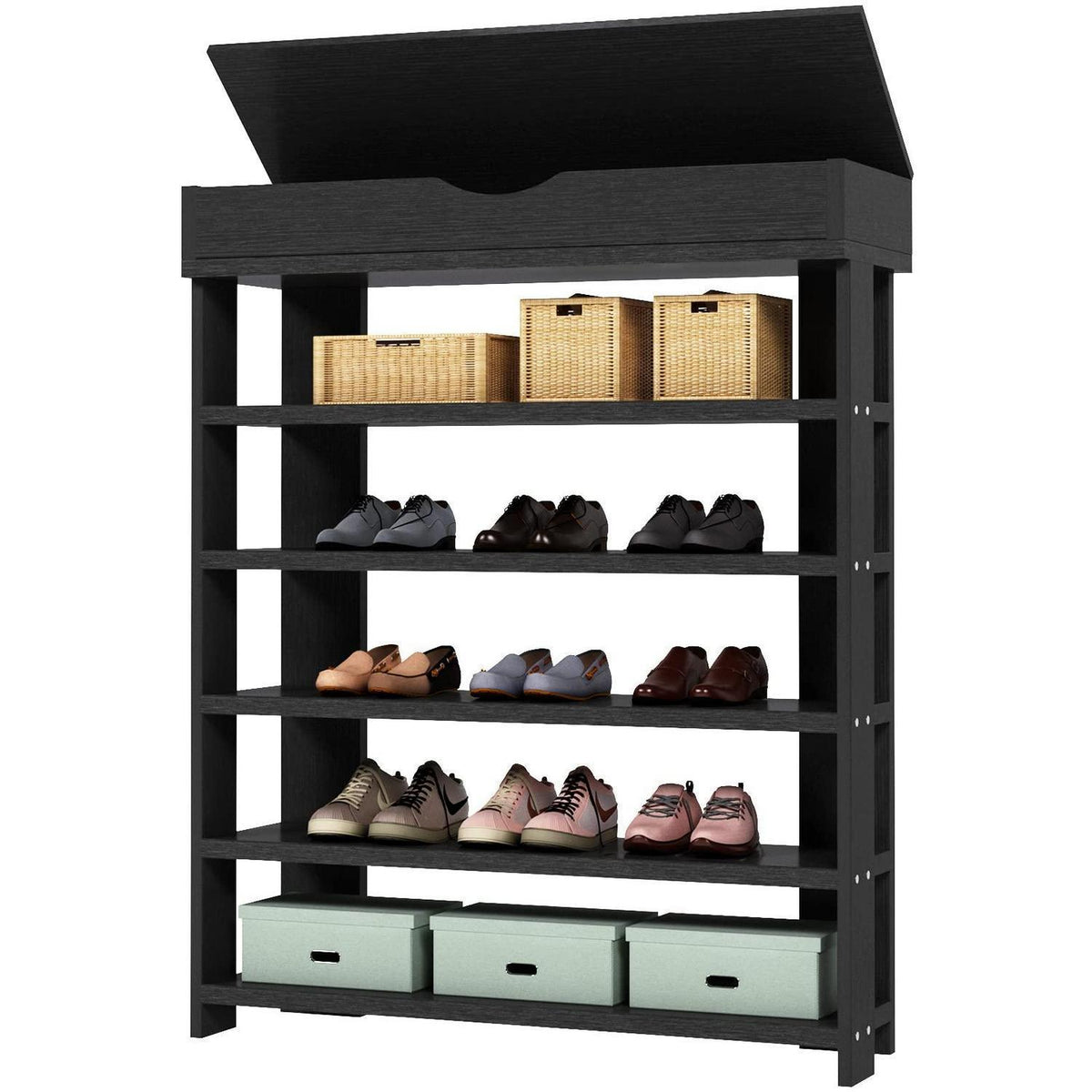 Holz Schuhregal 5 Ebenen – Schuhschrank für 20 Paar Schuhe