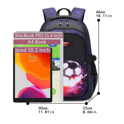 Schulrucksack Jungen Mädchen Fußball Druck Ergonomisch 8-16 Jahre