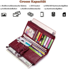 Große Vintage Damen Geldbörse Leder RFID Schutz 13