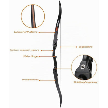 Recurvebogen Set 56" für Erwachsene – Jagd & Zielübung