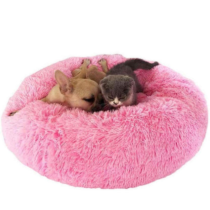 Flauschiges Donut Hundebett – Rosa, 120cm