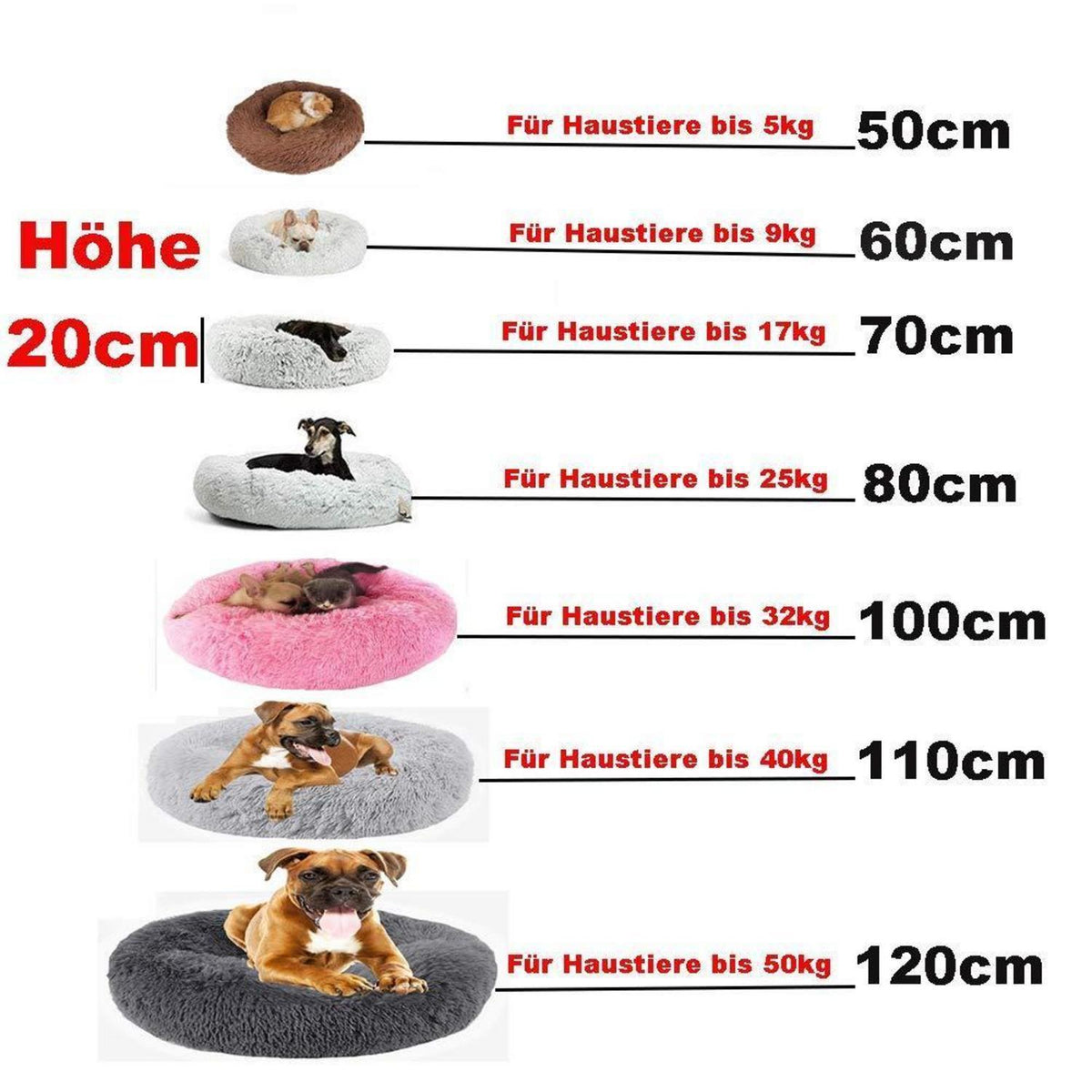 Deluxe Haustierbett Donut Cuddler für Hunde & Katzen, 110cm