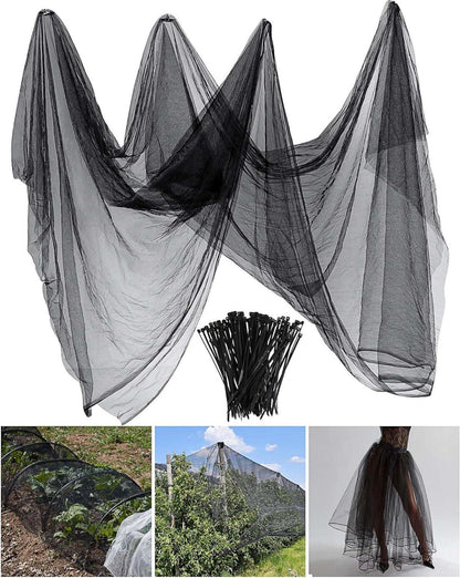 Insekten Schutznetz 3 x 10 m Schwarz - Polyester Gartennetz