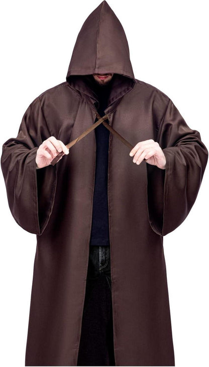 Umhang mit Kapuze Herren Robe Halloween Cosplay kostüm XXL Braun