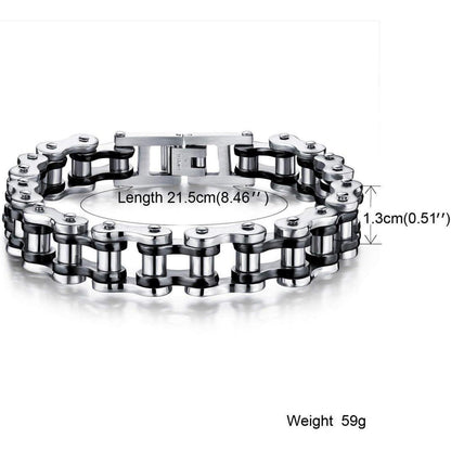 OSTAN Herren Edelstahl Armband Biker Gliederkette schwarz