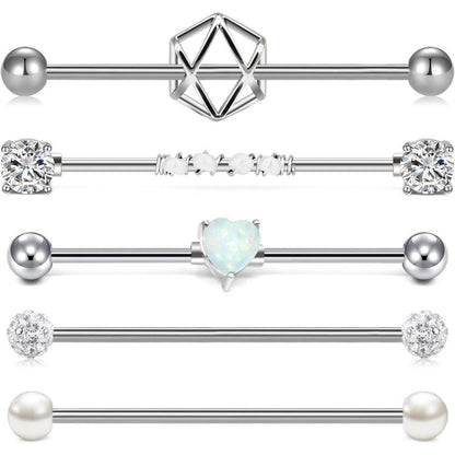 14G Industrial Piercing Barbell Set 35-38mm 5 Stile 316L