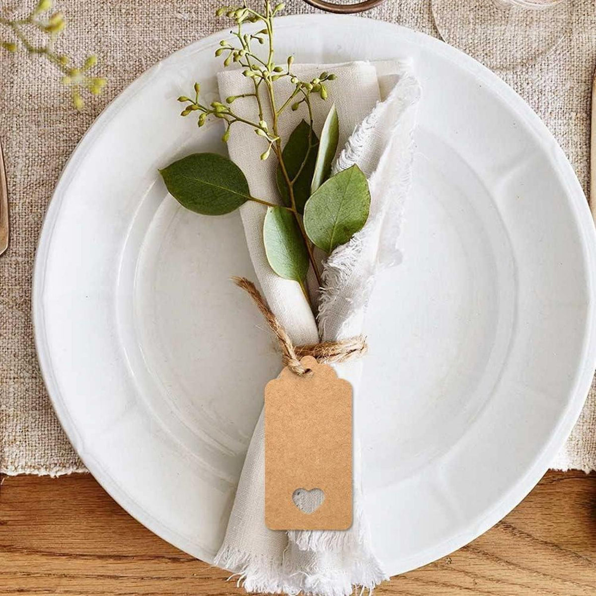 Geschenkanhänger Kraftpapier mit Juteschnur, 200 Stück, Braun