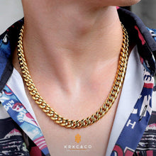 Herren Panzerkette 10/12/14mm 18K Gold Cuban Link Chain