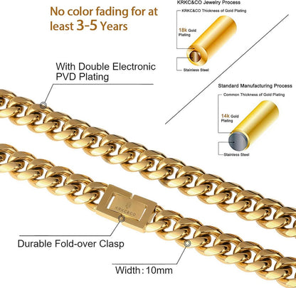 Panzerkette 18K Gold beschichtet Cuban Link Chain 50.8cm 10/12/14mm