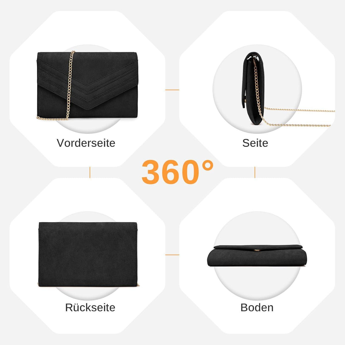 Damen Clutch Envelope Abendtasche Elegant Kettentasche Handtasche