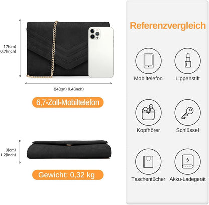 Miss Lulu Damen Clutch Envelope Abendtasche Kettentasche Hochzeit Handtasche