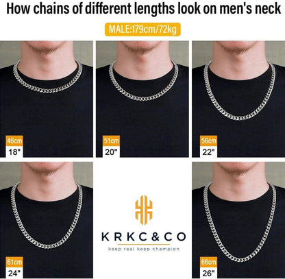 Herren Panzerkette 10/12/14mm Gold/Weißgold beschichtet Cuban Link Chain 45.7cm