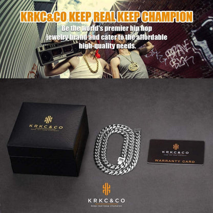 Panzerkette Herren Halskette 18K Gold/Weißgold beschichtet Cuban Link