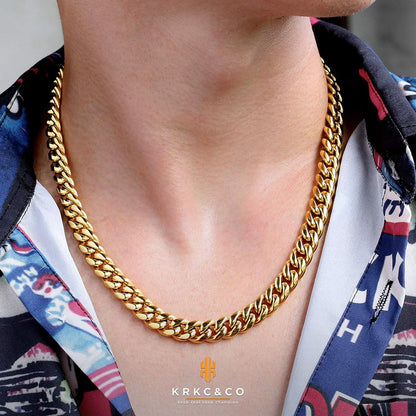 Herren Panzerkette 18K Gold Cuban Link Chain 10mm 45.7cm