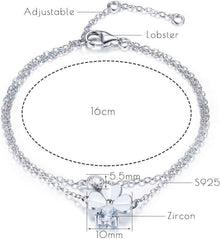 Damen Armband 925 Sterling Silber Zirkonia Anhänger Weiss