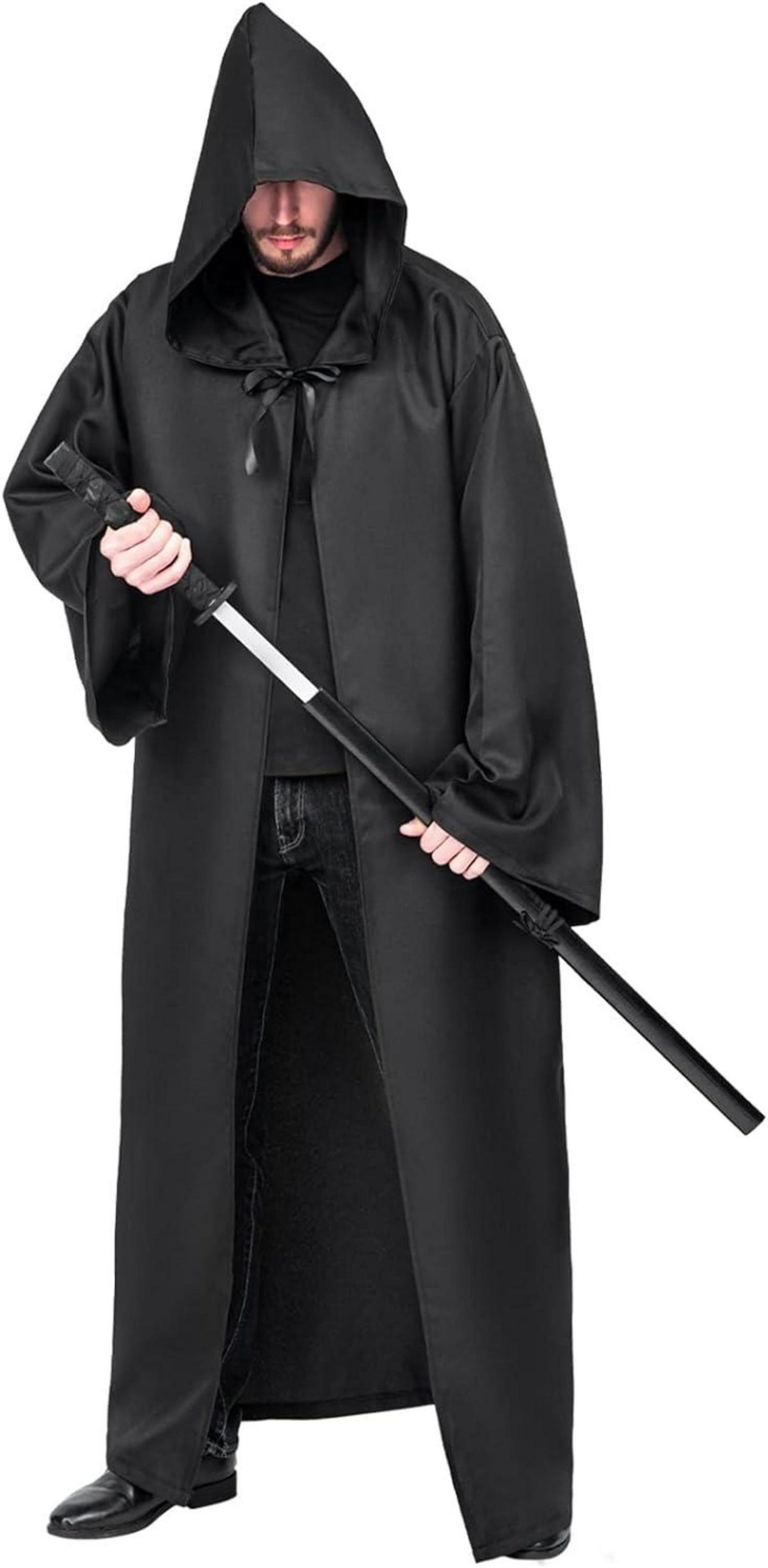 Umhang mit Kapuze Halloween Robe Erwachsene Schwarz M