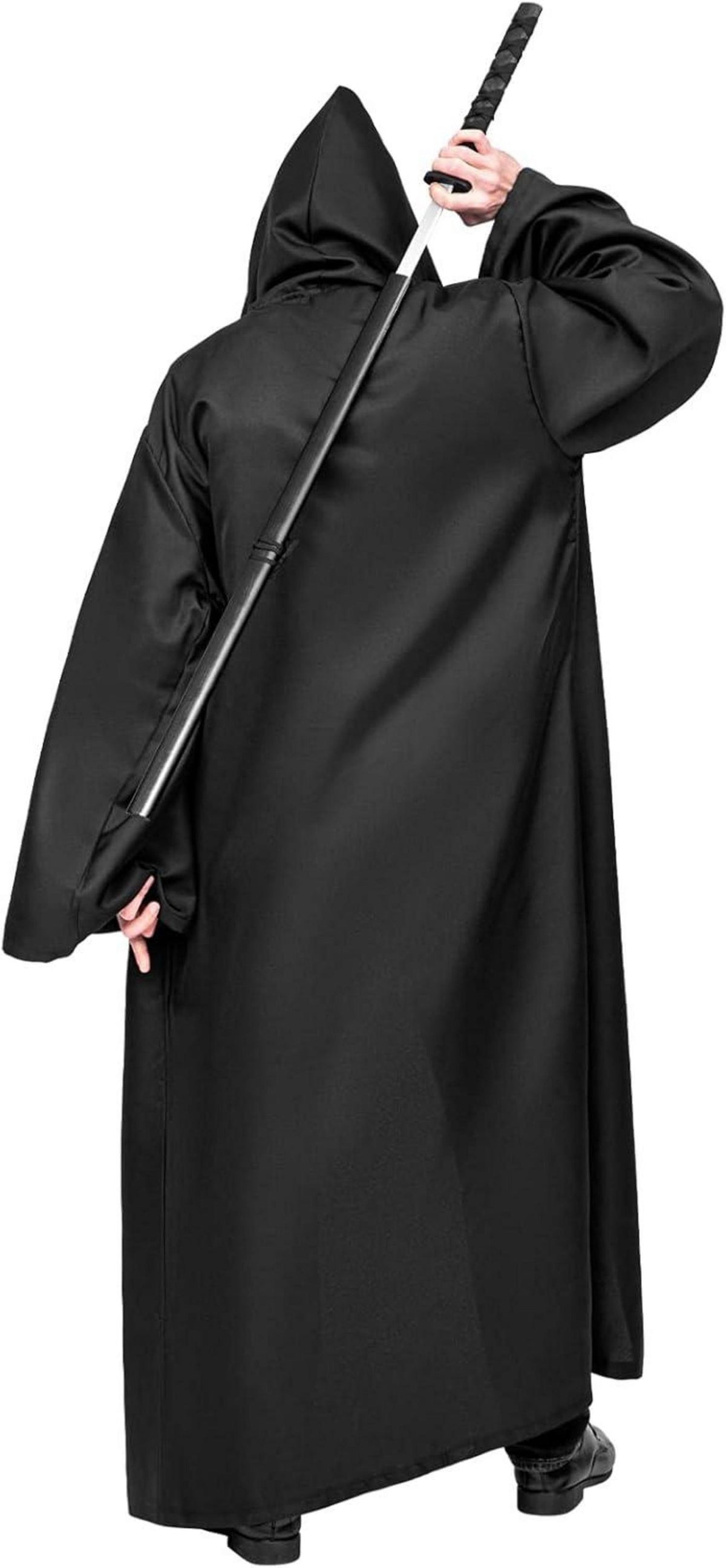 Umhang mit Kapuze Halloween Cape Erwachsene Robe Cosplay Schwarz XL