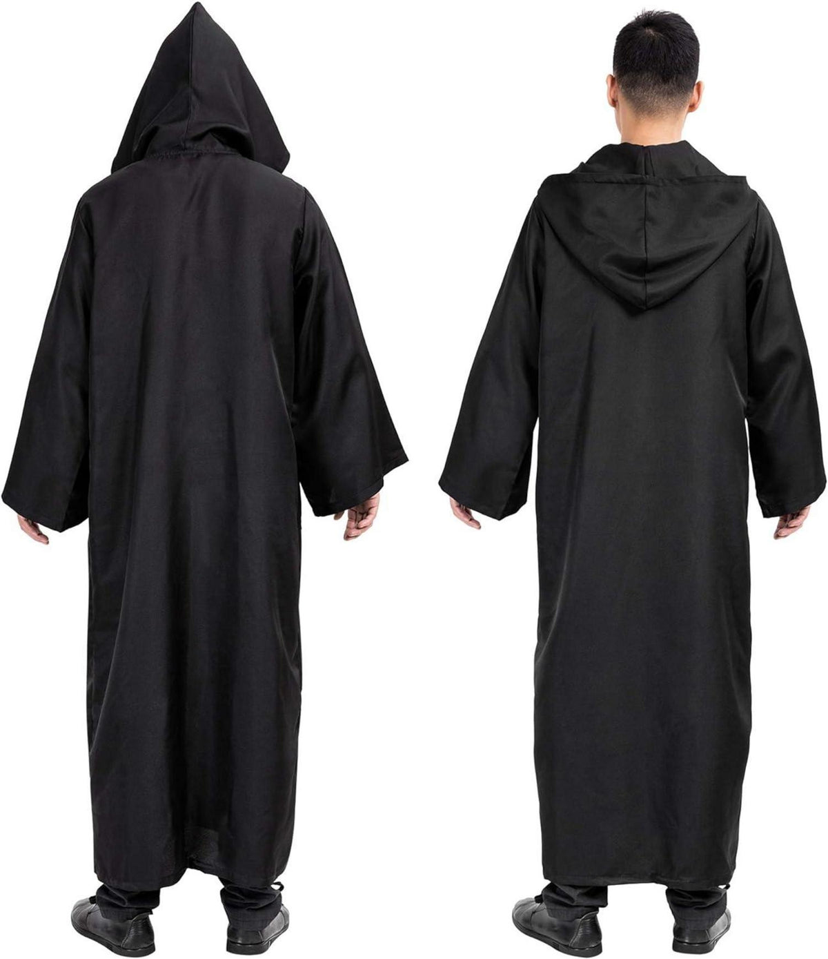 Umhang mit Kapuze Halloween Robe Cape Schwarz XXL Erwachsene