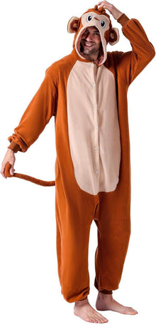 Affe Tier Kostüm Pyjama Plüsch Onesie Orange Erwachsene