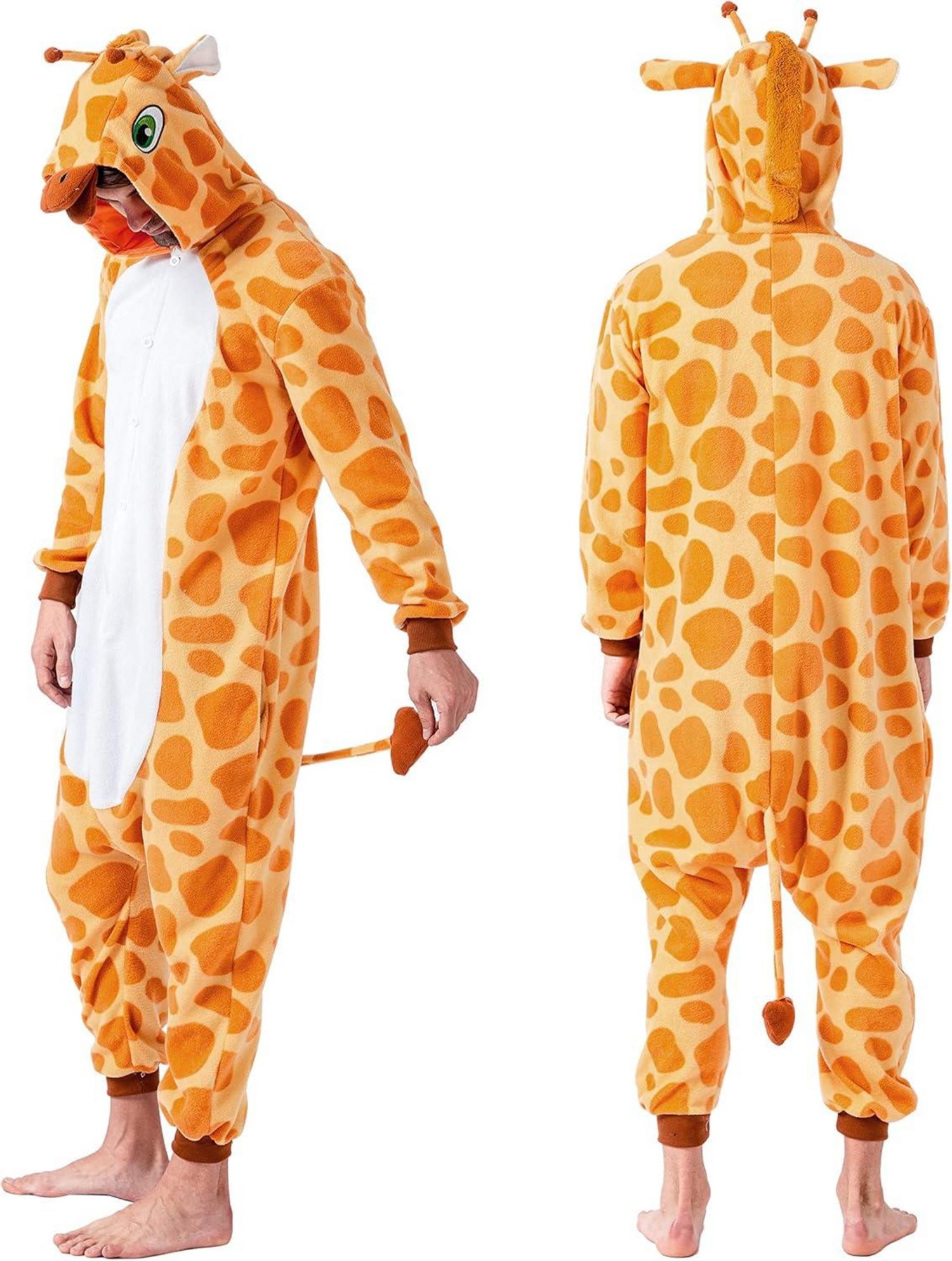 Plüsch Giraffe Tier Kostüm Halloween Jumpsuit_ERW_schwarz