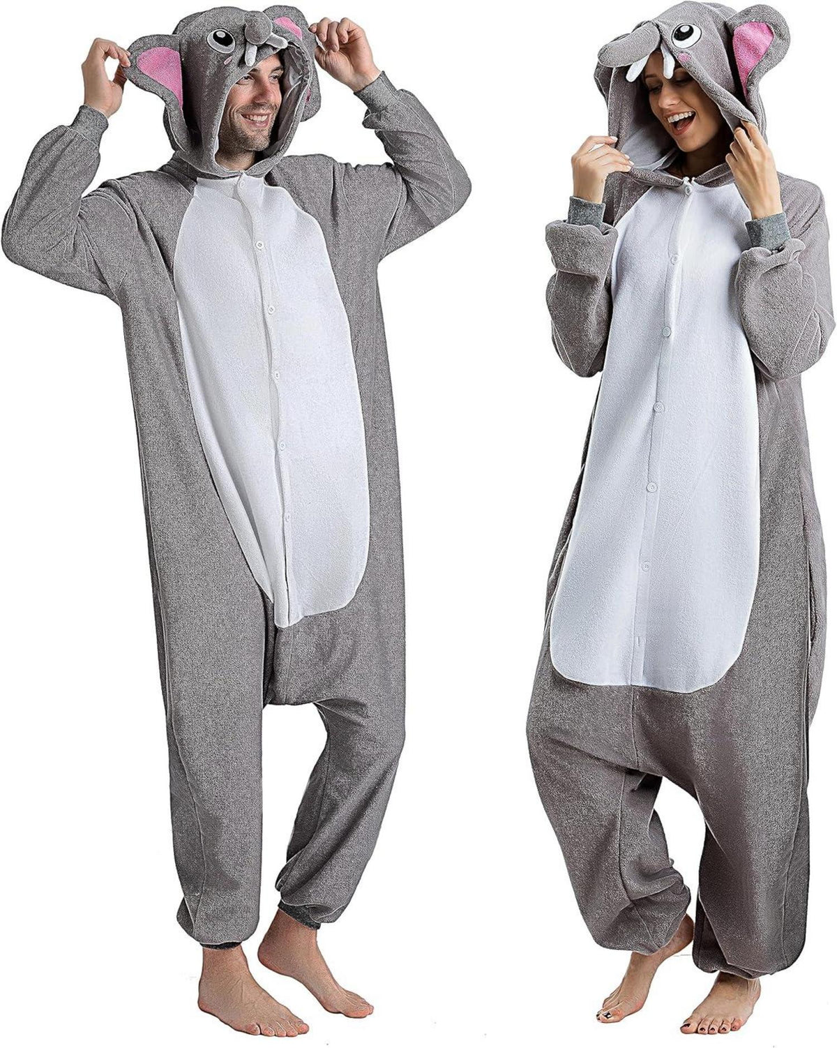 Elefant Tierkostüm Onesie Jumpsuit Erwachsene XL Grau