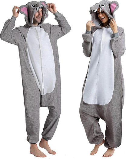 Elefant Tierkostüm Onesie Jumpsuit Erwachsene XL Grau
