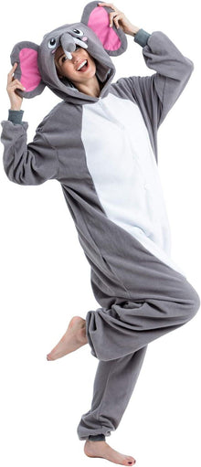 Tier Kostüm Elefant Onesie Jumpsuit Erwachsene XL Grau
