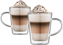 Doppelwandige Latte Macchiato Gläser 300ml Borosilikatglas Set Henkel